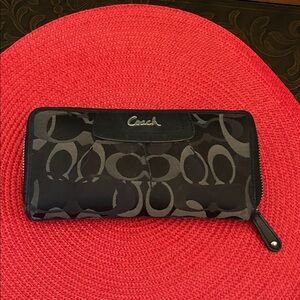 Coach Signature Black and Gray Wallet Canvas sku#77